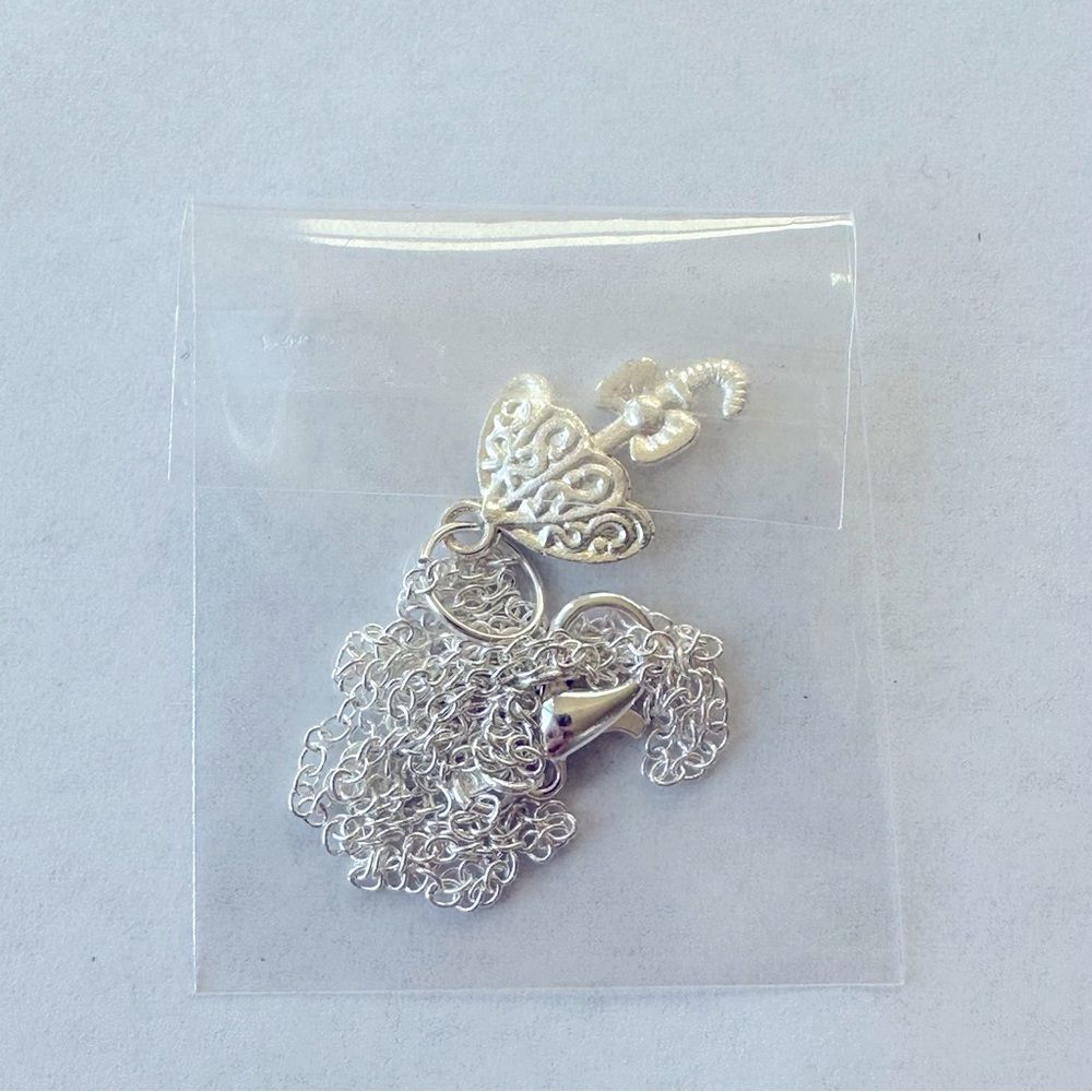 Umbrella Necklace Silver Tone Pendant Charm - Picture 6 of 6